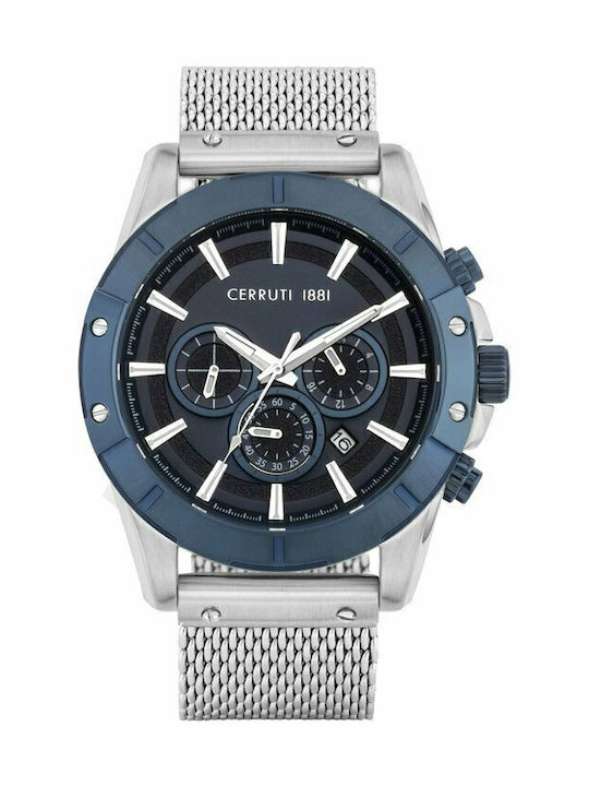Cerruti Faltugnano Men's Watch 47mm Chronograph Battery with Silver Metal Bracelet