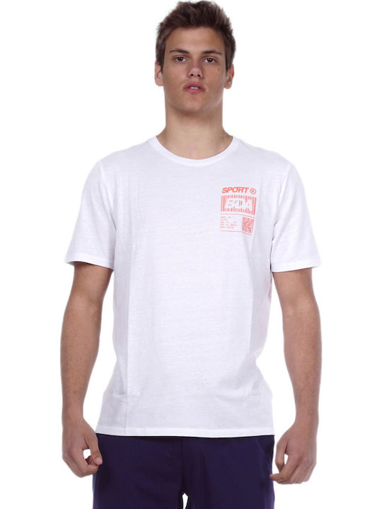Body Action T-shirt Bărbătesc cu Mânecă Scurtă Alb