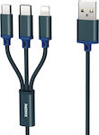 Remax Gition RC-131th Regular USB to Lightning / Type-C / micro USB 1.15m 2.8A Cable Blue