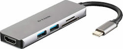 D-Link USB-C Stație de andocare cu HDMI 4K Argint (DUB-M530)