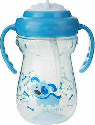 Akuku Kleinkinderbecher mit Griffen und Strohhalm Stage Sippy aus Plastik Blau 360ml für 12m+m+ A0436