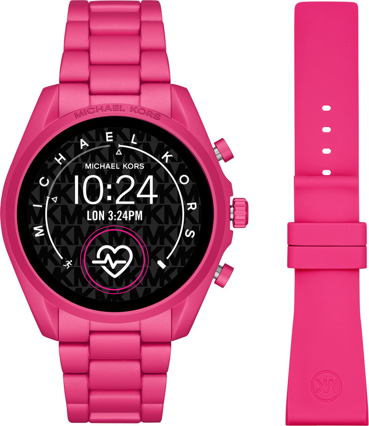 michael kors bradshaw rose tone & pink bracelet smart watch