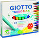 Giotto Turbo Maxi Πλενόμενοι Μαρκαδόροι Ζωγραφικής Χονδροί σε 24 Χρώματα