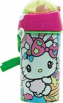 Gim Πλαστικό Παγούρι με Καλαμάκι Flip Pop Up Hello Kitty Rainbow 500ml