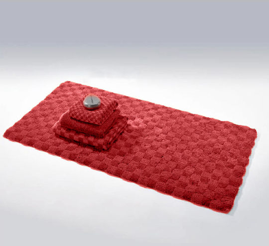 Abyss & Habidecor Bath Mat Cotton Damier 3401725350-01 Bordeaux 60x100cm