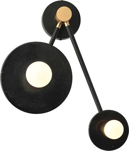 Aca Clock Modern Lamp Wall with Socket E27 Black 74x74x23cm