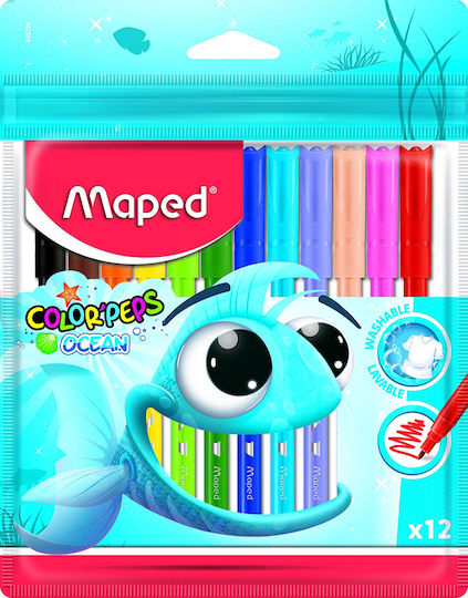 Maped Color'Peps Ocean Pulse Washable Drawing Markers 2mm Thin Set 12pcs
