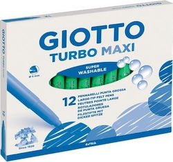 Giotto Turbo Maxi Washable Drawing Markers Light green Thick Greens Set 12pcs