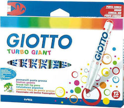 Giotto Turbo Giant Washable Drawing Markers Thick Set 12 Colors