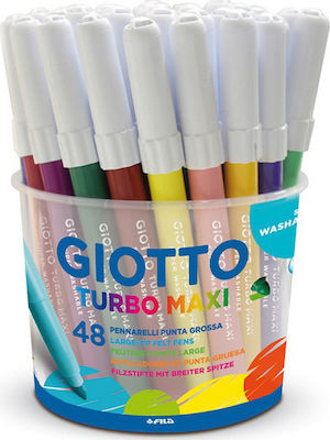 Giotto Turbo Maxi Waschbare Zeichenmarker Dicke Set 48 Farben