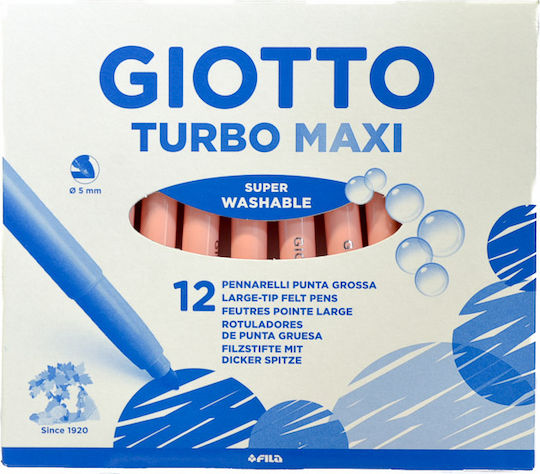 Giotto Turbo Maxi Washable Drawing Markers Thick Set of 12pcs