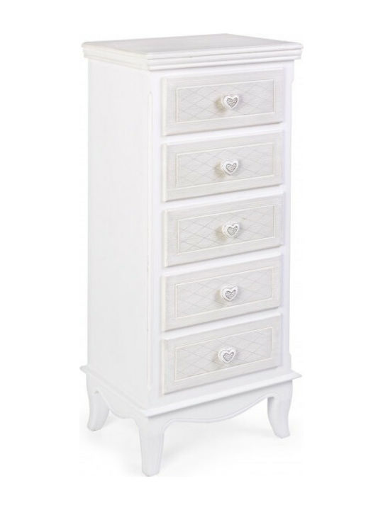 Charlene Wooden Storage Drawers with 5 Drawers Λευκή L40xW30xH96.5cm