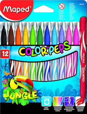 Maped Color'Peps Jungle Πλενόμενοι Μαρκαδόροι Ζωγραφικής σε 12 Χρώματα