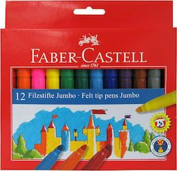 Faber-Castell Jumbo Πλενόμενοι Μαρκαδόροι Ζωγραφικής Χονδροί σε 12 Χρώματα