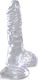 King Cock Clear Glass Dildo with Balls and Suction Cup Transparent 10cm