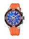 Festina Watch Chronograph Battery with Orange Rubber Strap F20523/6