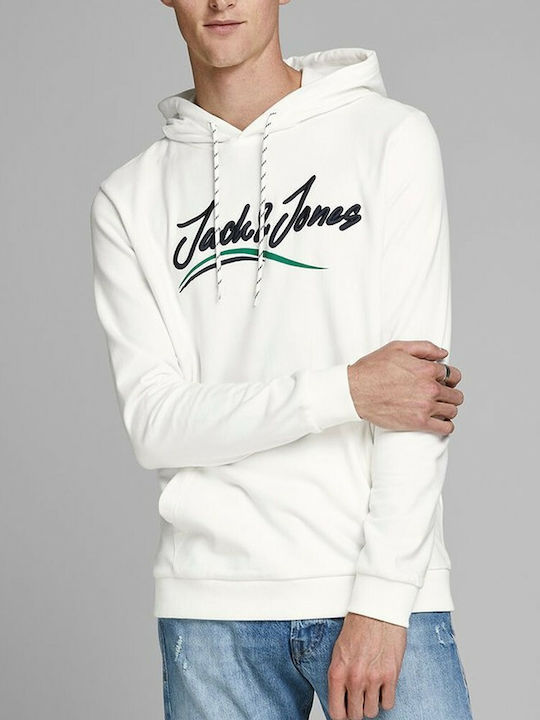 Jack & Jones Hanorac pentru bărbați cu glugă și buzunare Alb