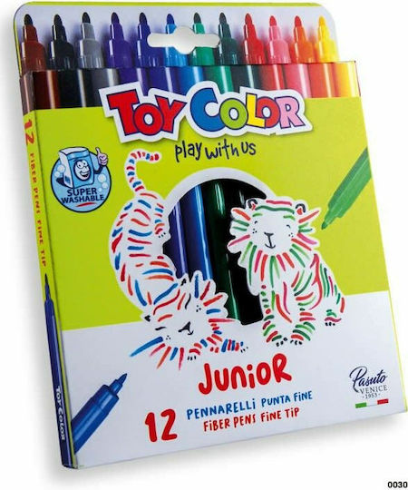 Toy Color Junior Waschbare Zeichenmarker 2.8mm Dünne Set 12Stück