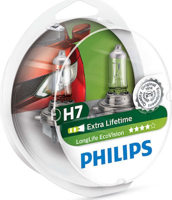 Philips Lămpi Autoturismului LongLife EcoVision H7 Halogen 12V 55W 2buc