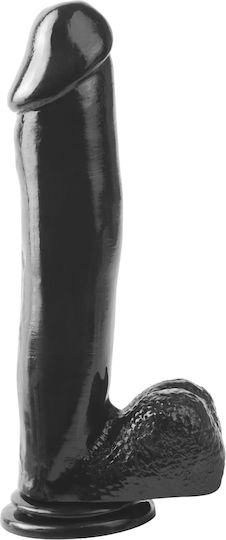 Basix Rubber Works Ρεαλιστικό Dildo με Όρχεις και Βεντούζα Μαύρο 30cm