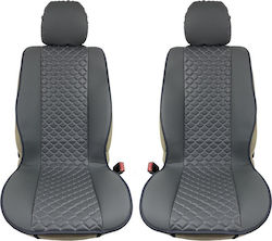 Auto Gs Leatherette Seat Covers Set 2pcs Royal Gray