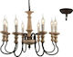 Aca Candelabru 8xE14 Ø60cm cu Lumânări Bej EG178P60R