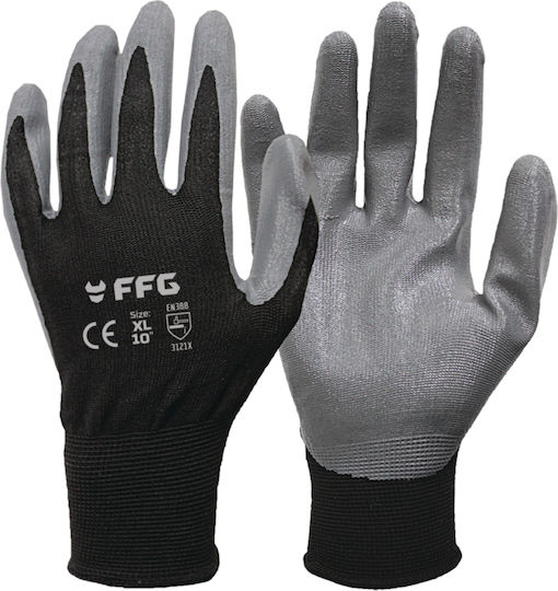 FFG Gloves for Work Electrician Black Nitrile/Polyester 1pcs