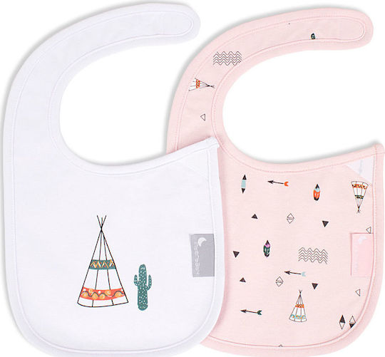 Interbaby Σαλιάρα Υφασμάτινη με Αυτοκόλλητο Cabanas Pink 2τμχ