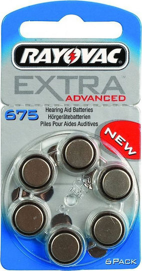 Rayovac Extra Advanced Hearing Aid Batteries 675 1.45V 6pcs