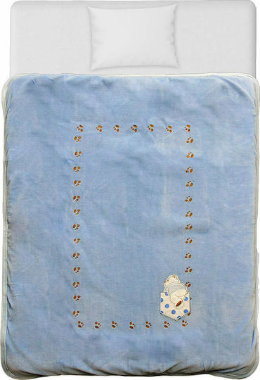 Bebe Stars Κουβέρτα Αγκαλιάς & Λίκνου Bear Stripes Βελουτέ Γαλάζια 90x110εκ.
