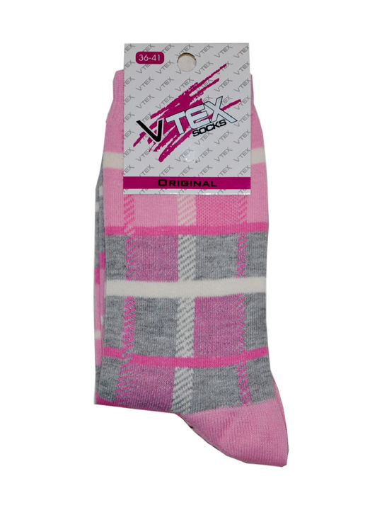 Women's TEX Socks Checkered Pink/Grey