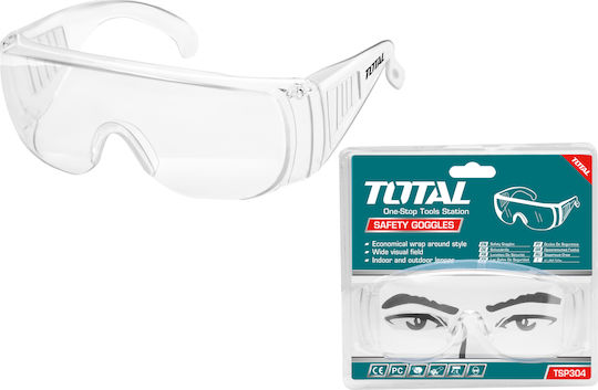 Total Safety Glasses for Protection with Transparent Lenses 1pcs