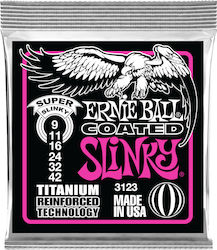 Ernie Ball Πλήρες Σετ Titanium Χορδών για Ηλεκτρική Κιθάρα Slinky Coated Titanium RPS Super 9 - 42"