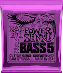 Ernie Ball Set of Nickel Wound Strings for Bass Slinky Bass 5-String Power 50 - 135"