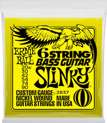 Ernie Ball Set of Nickel Wound Strings for Electric Guitar Slinky 6-String Bass Guitar 20 - 90"