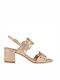 Exe Women's Sandals Gold with Chunky Medium Heel