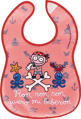 Laken Piratikis Waterproof Bib Plastic with Button & Pocket Red YBPR