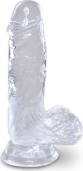 King Cock Clear Γυάλινο Dildo με Όρχεις και Βεντούζα Διάφανο 13cm