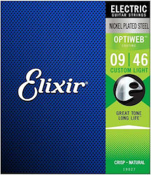 Elixir Set of Nickel Plated Steel Strings for Electric Guitar Optiweb 19027