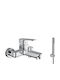 Ottone Meloda Swing Mixing Bathtub Shower Faucet Complete Set Silver