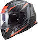 LS2 FF800 Storm Racer Full Face Helmet with Sun Visor ECE 22.05 1400gr Matt Titanium Fluo Orange