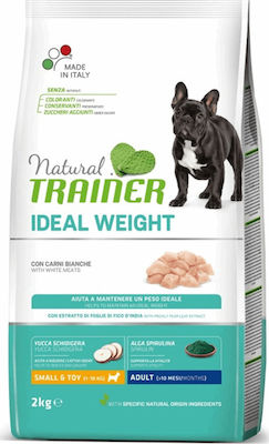 Natural Trainer Ideal Weight Adult Mini 2kg Dry Food Diet for Adult Dogs of Small Breeds with Meat