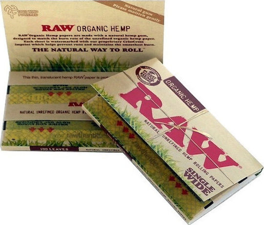 Raw Organic Hemp Χαρτάκια Στριφτού Τσιγάρου Διπλό 100 φύλλα 1τμχ