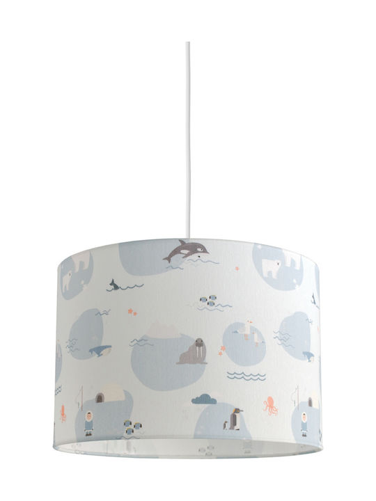 Veis Arctic Life Single Bulb Kids Lighting Pendant of Fabric 60W with Drive Size E27 In Light Blue Colour 35x24cm