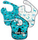 Bumkins Feed Me Bear, Wildlife & Outdoors Impermeabila Bavetă Plastic cu autocolant & Buzunar Multicoloră pentru 6 m+ 3buc