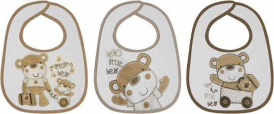 Lorelli Σαλιάρα Υφασμάτινη με Αυτοκόλλητο Beige Bear 3τμχ