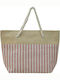 Ble Resort Collection Fabric Beach Bag Beige with Stripes