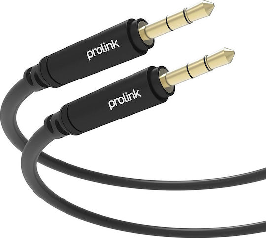 Prolink Καλώδιο Ήχου 3.5mm male - 3.5mm male Μαύρο 2m με Επίχρυσους Ακροδέκτες HMM105S-0200