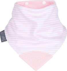 Cheeky Chompers Μπαντάνα Υφασμάτινη με Κουμπί Pink Stripes με Μασητικό