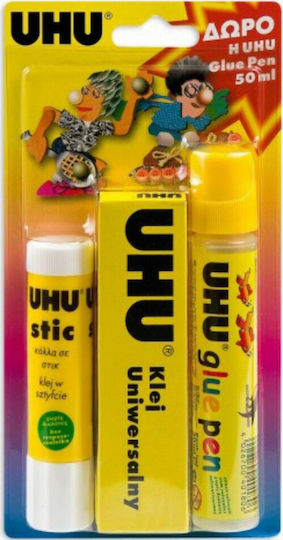 UHU Flüssigkleber Stic 21gr + Allzweckkleber 35ml + Klebestift 50ml Universal 85ml